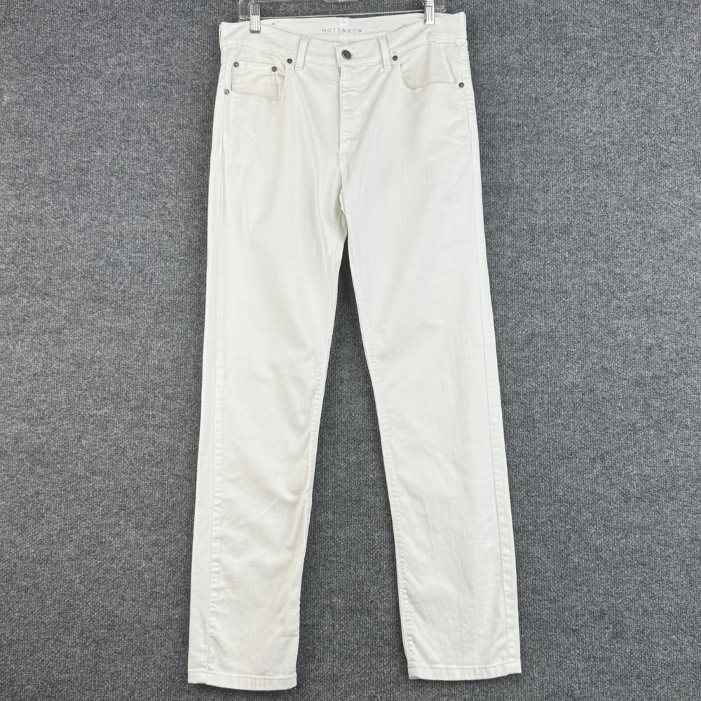 Mott & Bow Jeans Mens 33x32 White Slim Stretch Denim Casual Cotton 5 Pocket